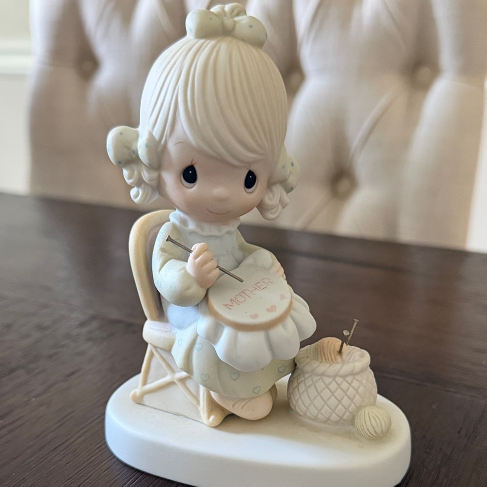 Precious Moments Cream & Pastel Sewing Figurine